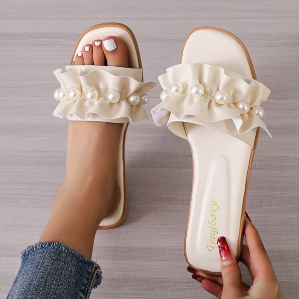 Cream Slide Sandal